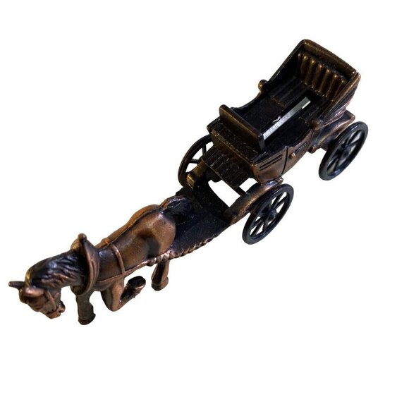 Bronze Look Metal Horse & Carriage Pencil Sharpener 4" x 1.5" - Picture 2 of 6